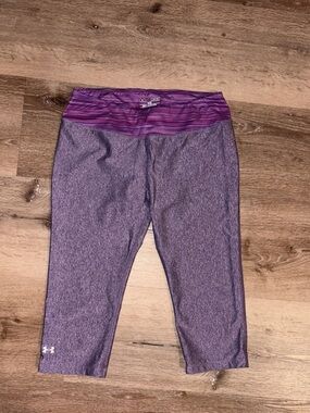 Under Armour Pink and Purple Striped Waist Crop Leggings
